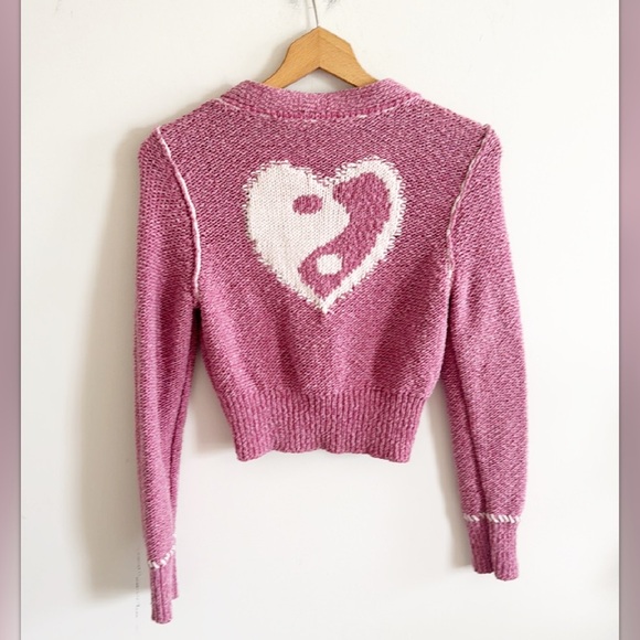 Anthropologie Pilcro Icon Yin Yang Cardigan sweater S Pink - Picture 8 of 8
